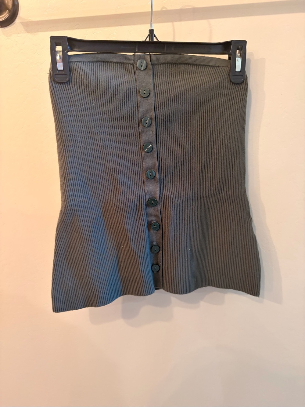 Abercrombie & Fitch army green Ribbed Button-Front Mini Skirt